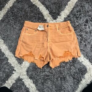 Aerie- Ripped Orange Jean Shorts
